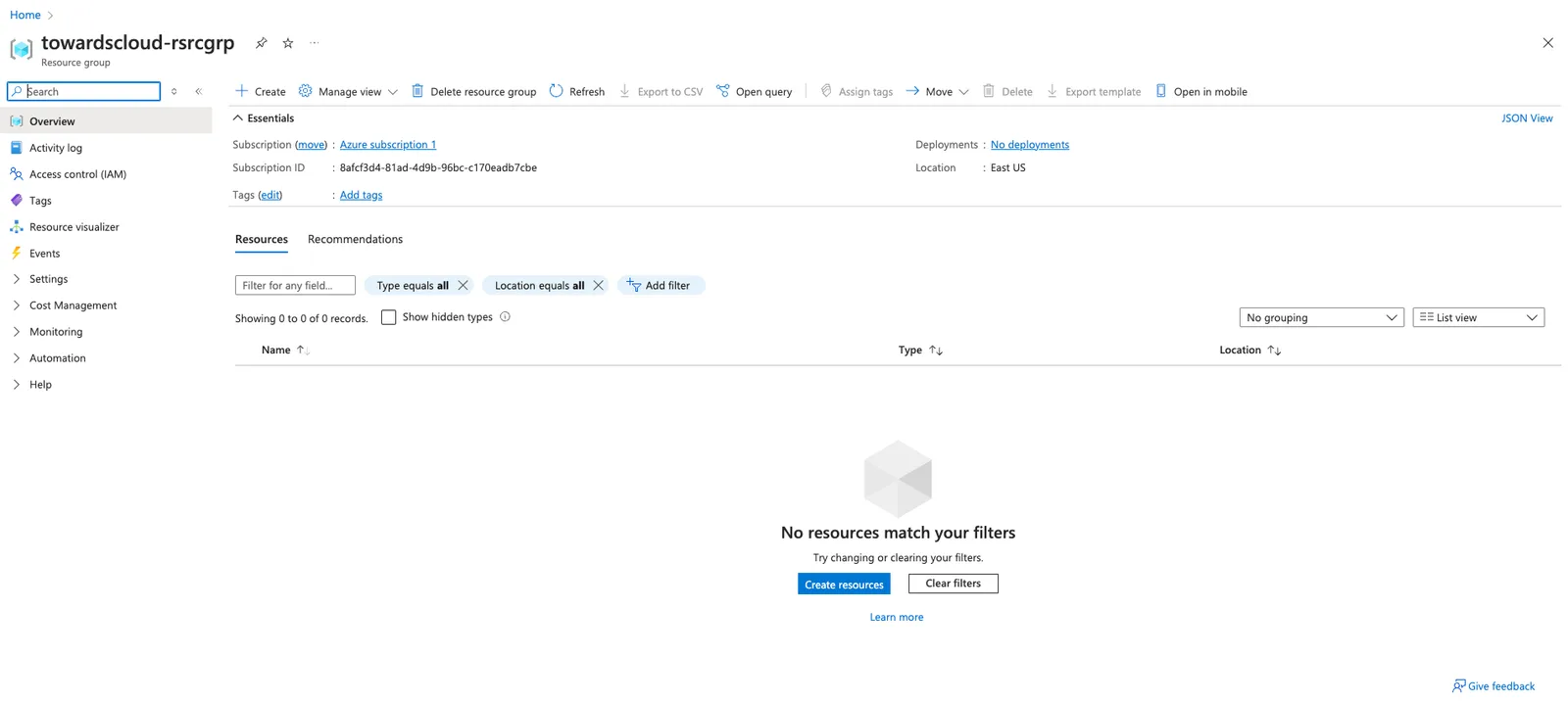 Azure Create a Resource GRoup 4