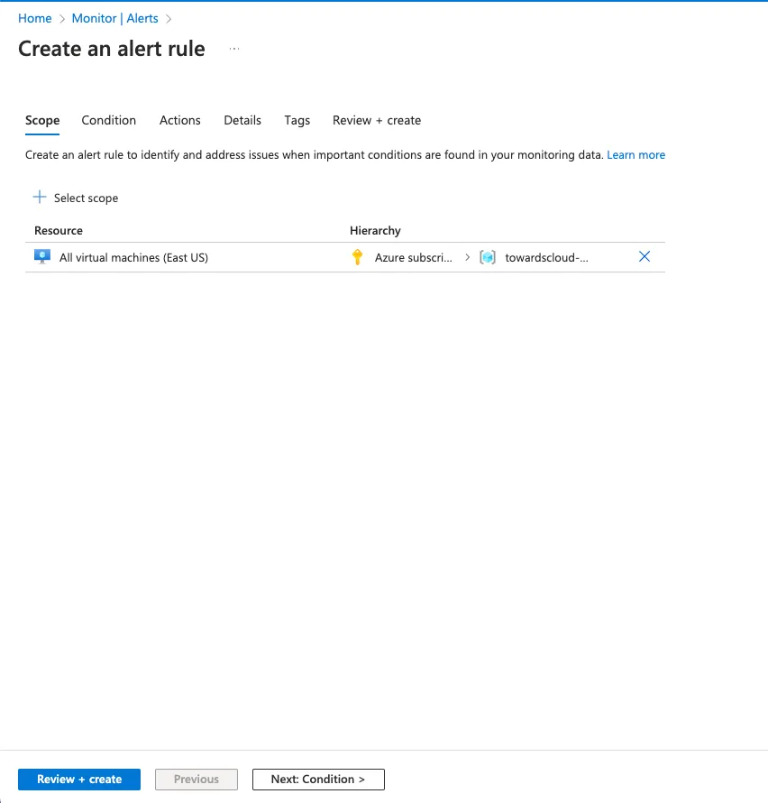 Azure Create Monitor Rule 3