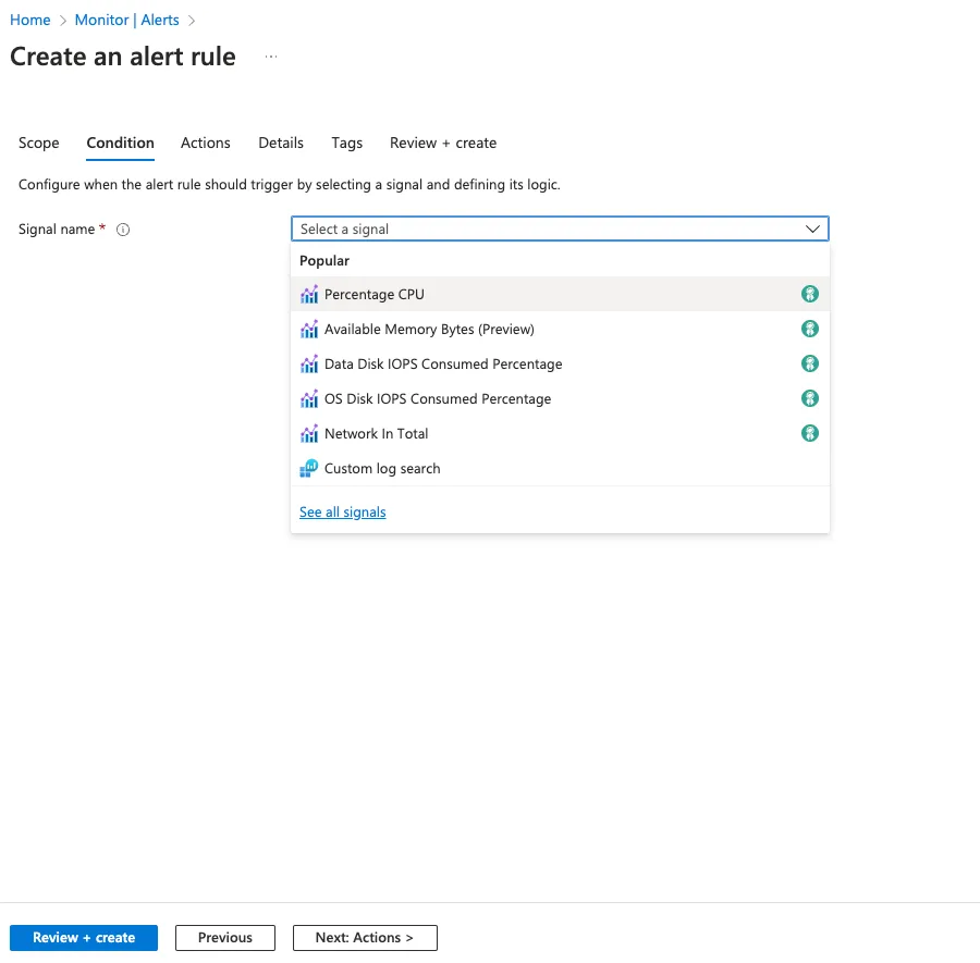 Azure Create Monitor Rule 4