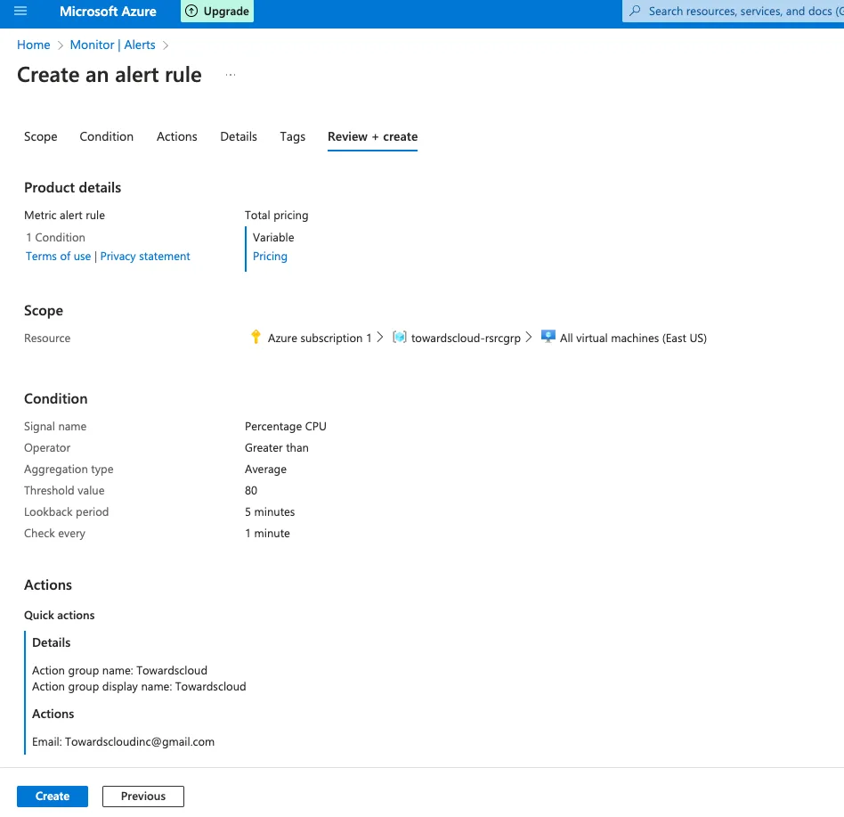 Azure Create Monitor Rule 7