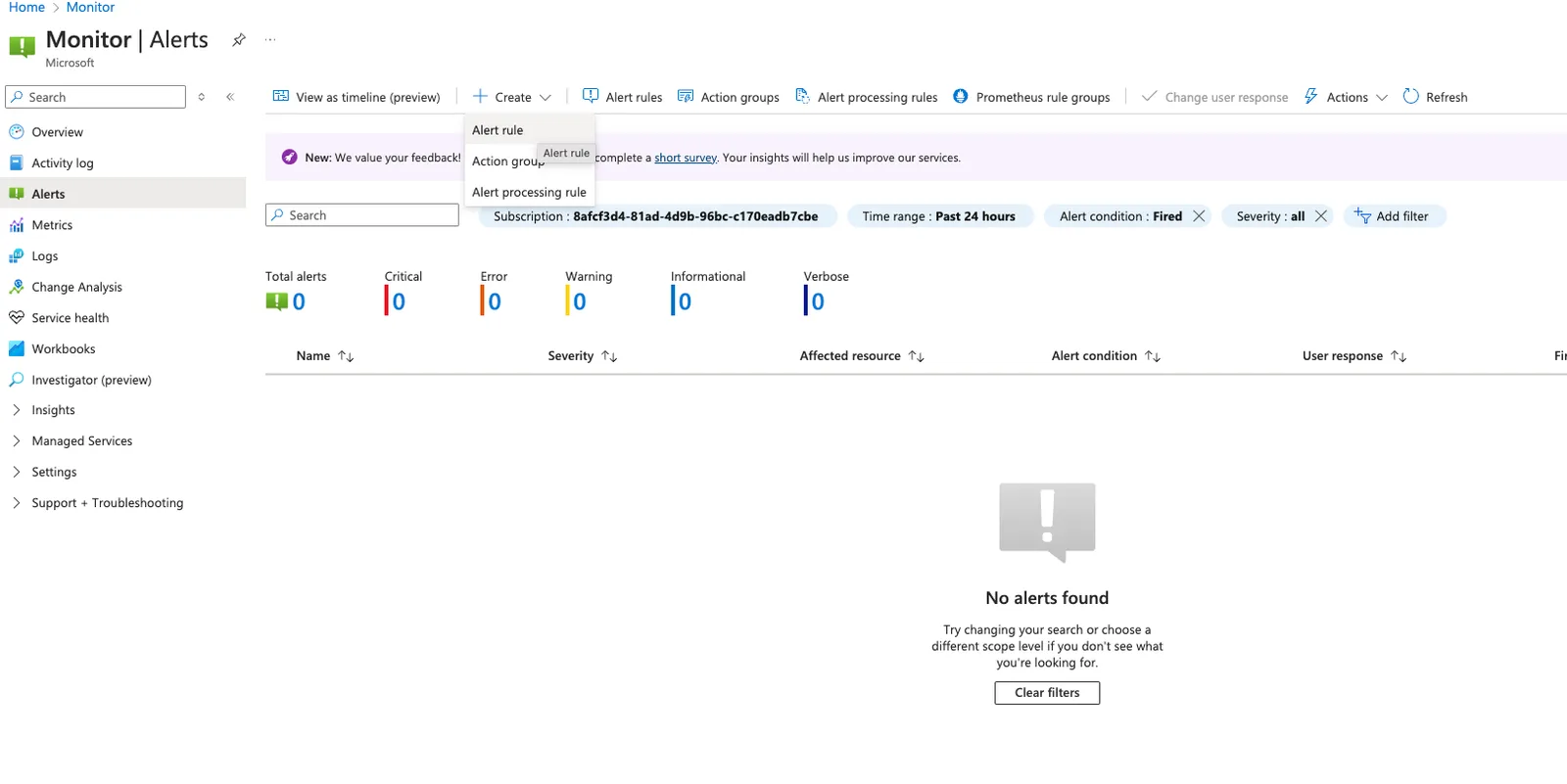 Azure Create Monitor Rule